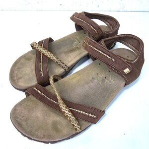 Merrell Terran Cross II brown and cream strappy active sandals women's Sz 10